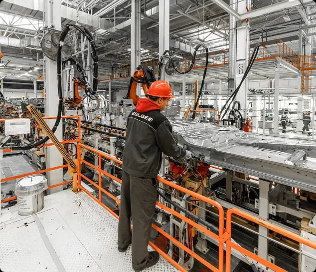 Industrial workers in warehouse setting